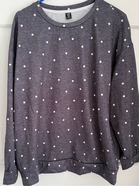 Gray with White Polka Dots Plus Size Sweatshirt